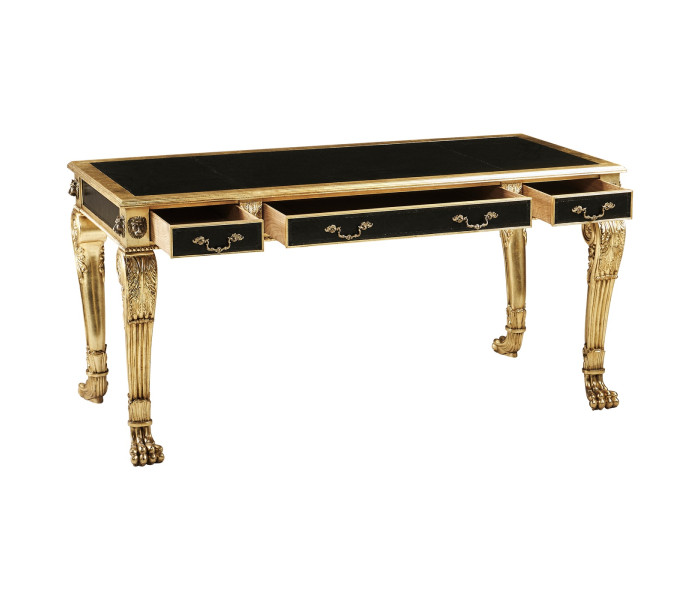 Italian Lions Paw Desk  - Black leather top