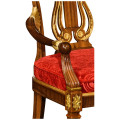 Neo-classical gilded lyre back dining armchair