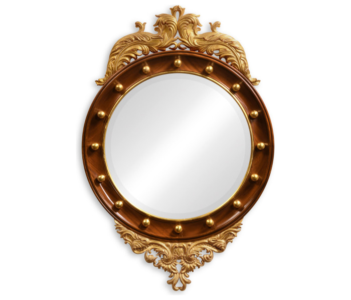 Mahogany & gilt round convex eglomise mirror (Medium)