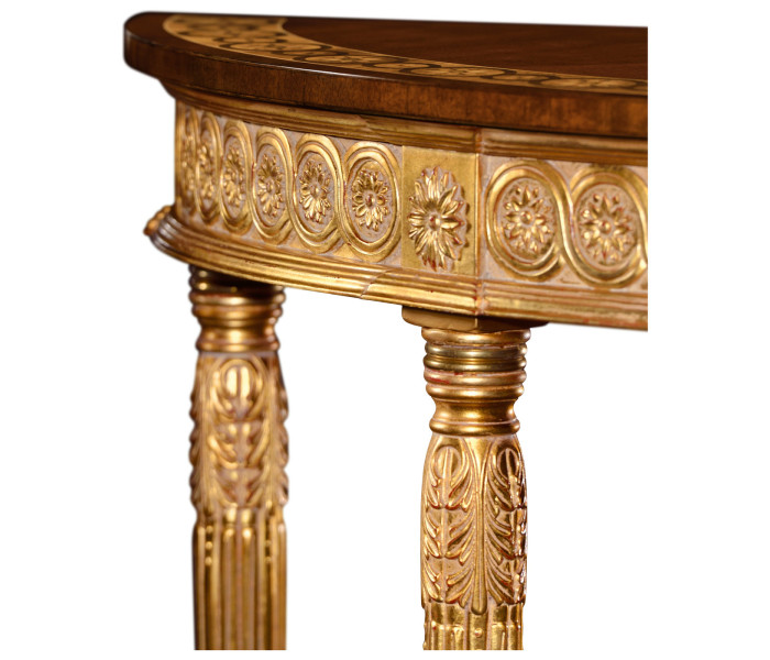 Mahogany demilune console table