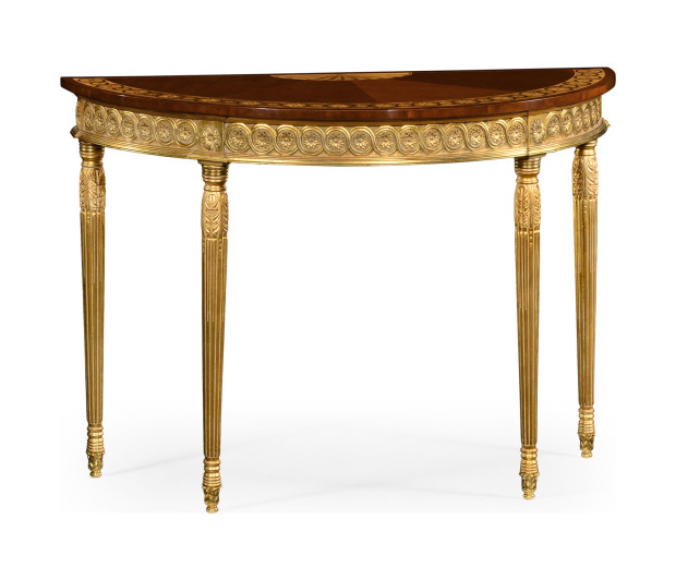 Mahogany demilune console table