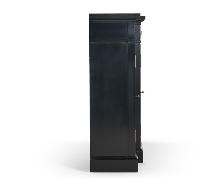 Four Door Breakfront Black Display Cabinet