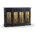 Four Door Breakfront Black Display Cabinet
