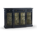 Four Door Breakfront Black Display Cabinet