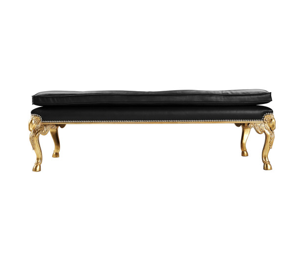 Ocala Large tarporley gold leaf stool - black leather