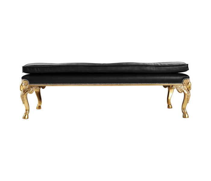 Ocala Large tarporley gold leaf stool - black leather