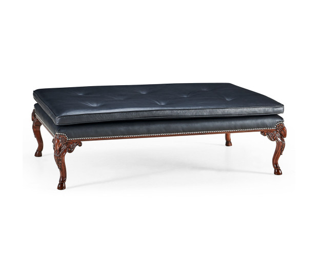 Ocala Large tarporley Mahogany finish stool - black leather