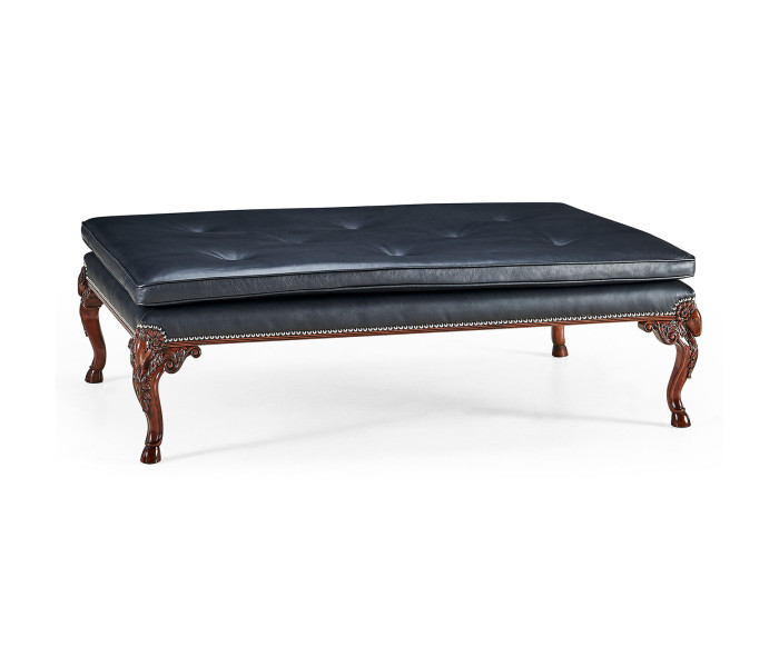 Ocala Large tarporley Mahogany finish stool - black leather