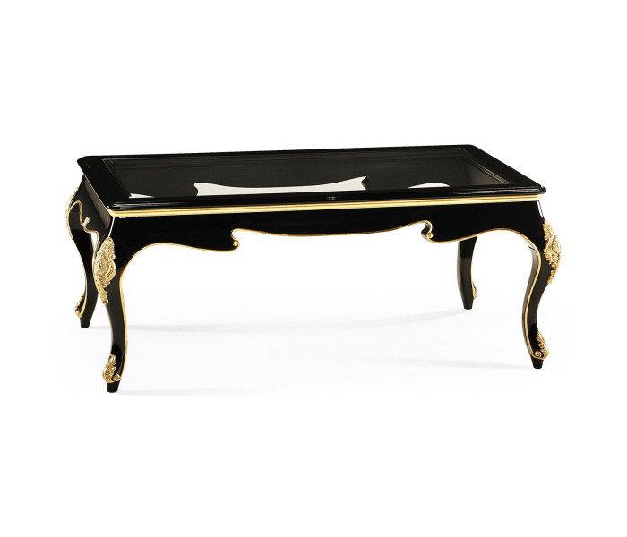 Ocala Black Coffee Table with clear glass top