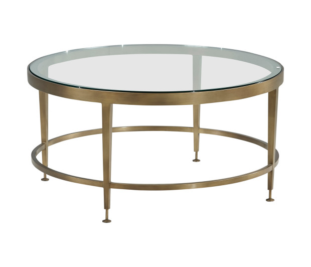 ROUND BRASS COCKTAIL TABLE @ LOBBY