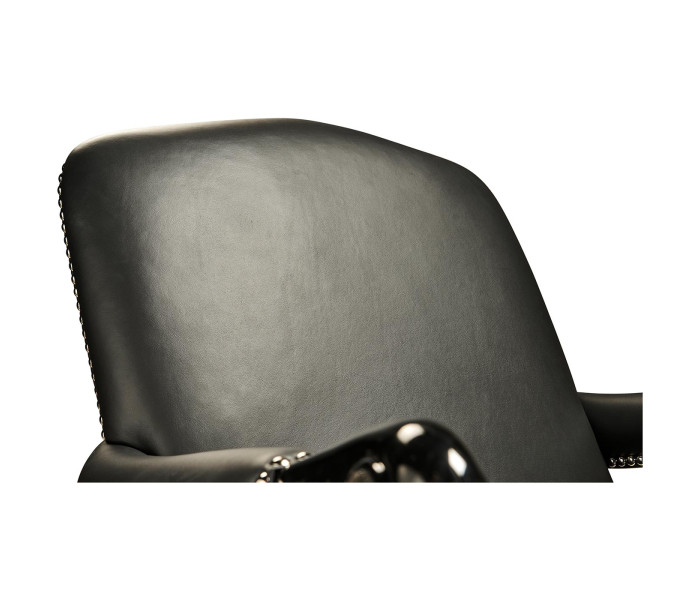 Clivedon Carved Chair - Black Leather