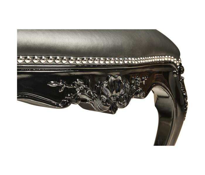 Clivedon Carved Chair - Black Leather