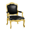 Carving chair - Black leather