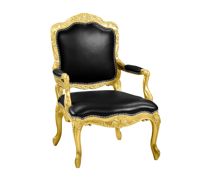 Carving chair - Black leather