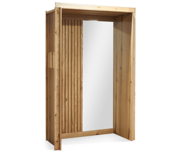 CORRIDOR WALL CLADDING FEATURE WITH MIRRORS & REMOVABLE FURNITURE (LEFT)