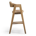 Brass, Wood And Leather Bar Stool