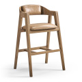 Brass, Wood And Leather Bar Stool