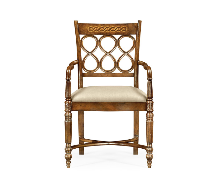 Rope twist veneer open back chair (Arm)