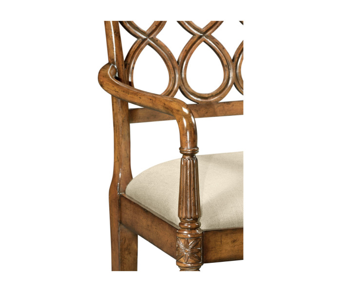 Rope twist veneer open back chair (Arm)