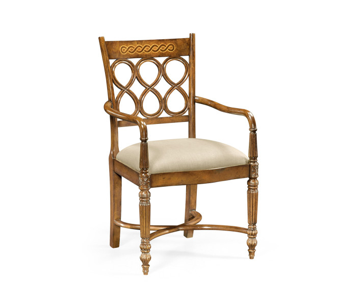 Rope twist veneer open back chair (Arm)