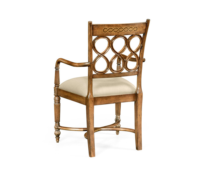 Rope twist veneer open back chair (Arm)