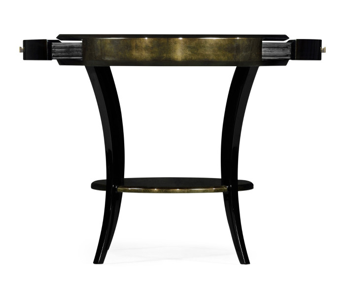 Dark Bronze Round Side Table with Drawer