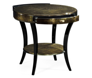 Dark Bronze Round Side Table with Drawer