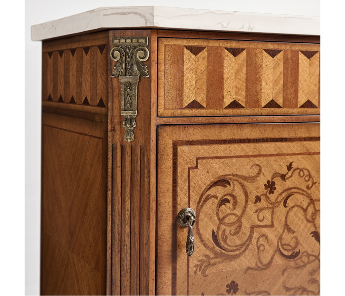 Small Satinwood & Cream Scagliola Italian Commode