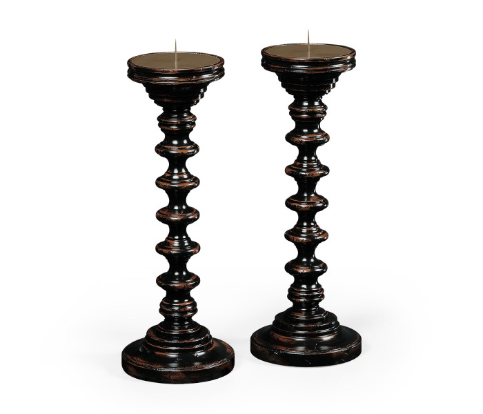 Pair of Turned Ebonised Candlesticks