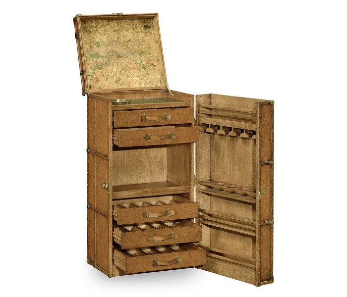 Travel Trunk Style Wine and Cocktail Cabinet