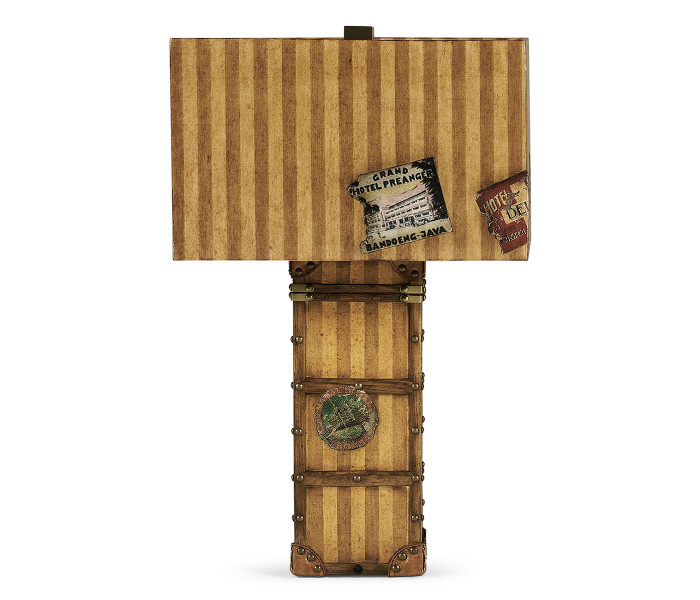 Striped Travel Trunk Style Table Lamp