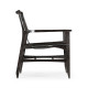 Midcentury Style Slung Black Leather & Black Mocha Oak Easy Chair