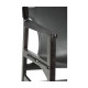 Midcentury Style Slung Black Leather & Black Mocha Oak Easy Chair
