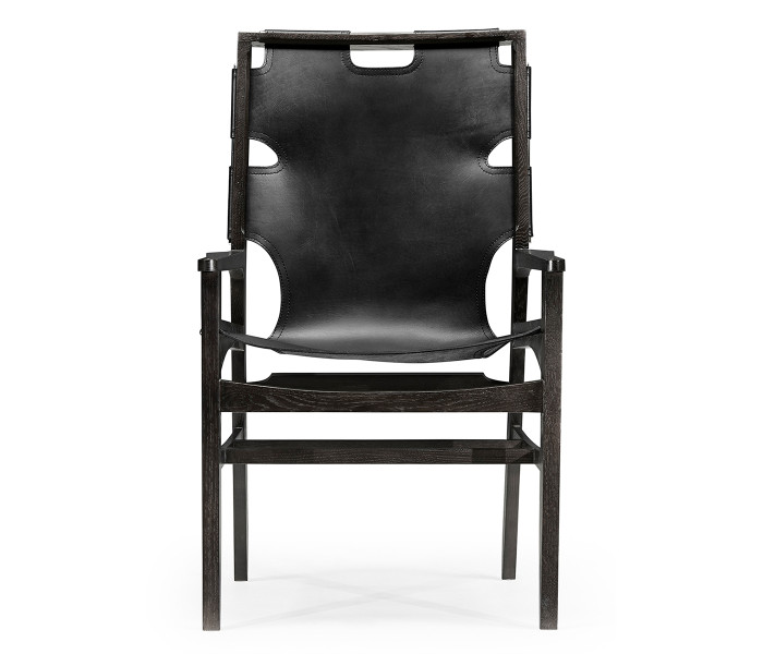 Casual Mid-cent Slung Leather Arm Chair