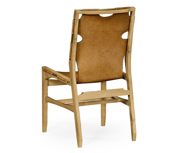 Casual Mid-cent Slung Leather Side Chair