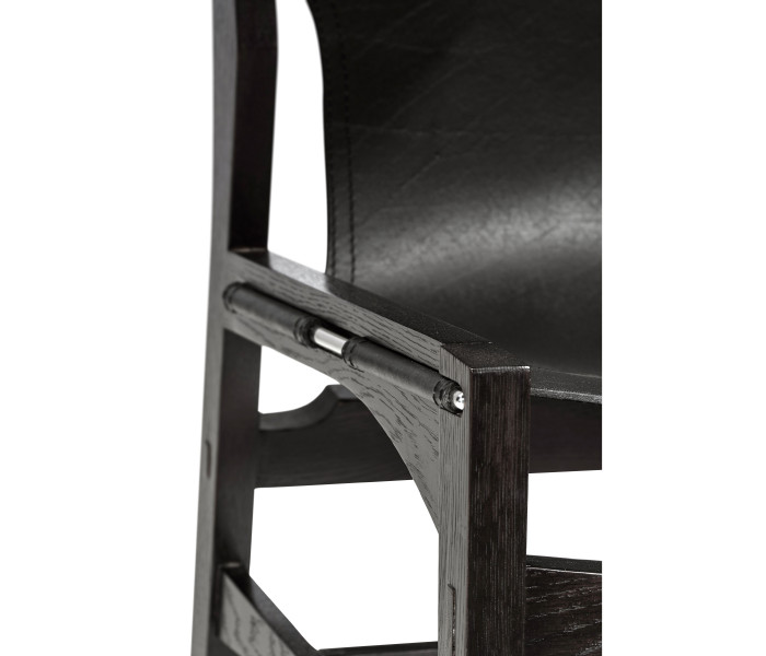 Casual Mid–cent Slung Leather Side Chair