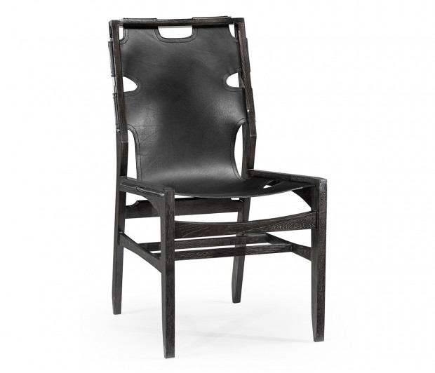 Casual Mid–cent Slung Leather Side Chair Casual Mid–cent Slung Leather Side Chair