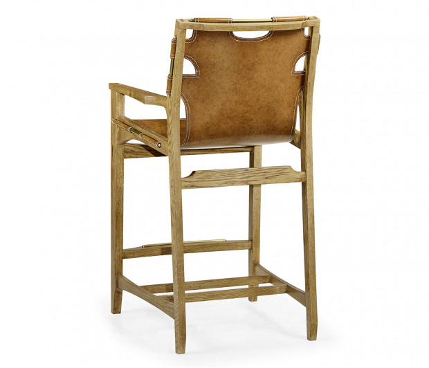 Midcentury Style Slung Medium Antique Chestnut Leather & Light Oak Counter Stool Midcentury Style Slung Medium Antique Chestnut Leather & Light Oak Counter Stool