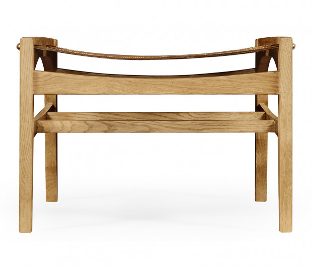 Midcentury Style Slung Leather & Light Oak Stool or Footstool Midcentury Style Slung Leather & Light Oak Stool or Footstool