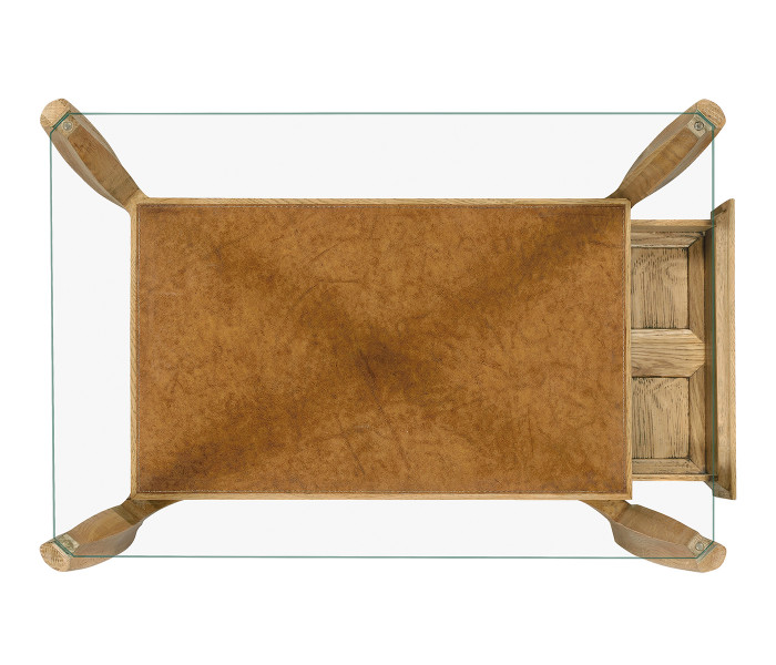 Rectangular Architects End Table with Drawer and Glass Top