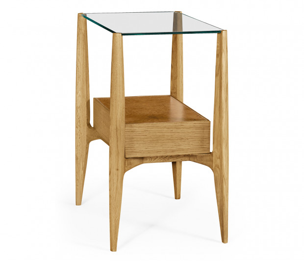 Rectangular Architects End Table with Drawer and Glass Top Rectangular Architects End Table with Drawer and Glass Top