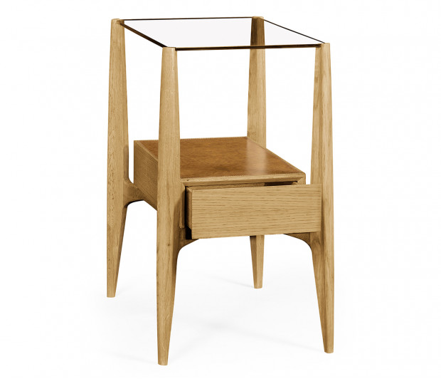 Rectangular Architects End Table with Drawer and Glass Top Rectangular Architects End Table with Drawer and Glass Top