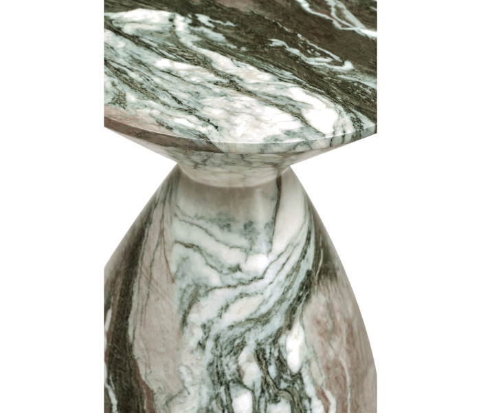 Round Faux Black & Grey Marble Wine Table