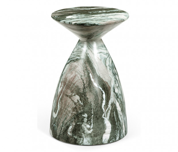 Round Faux Black & Grey Marble Wine Table