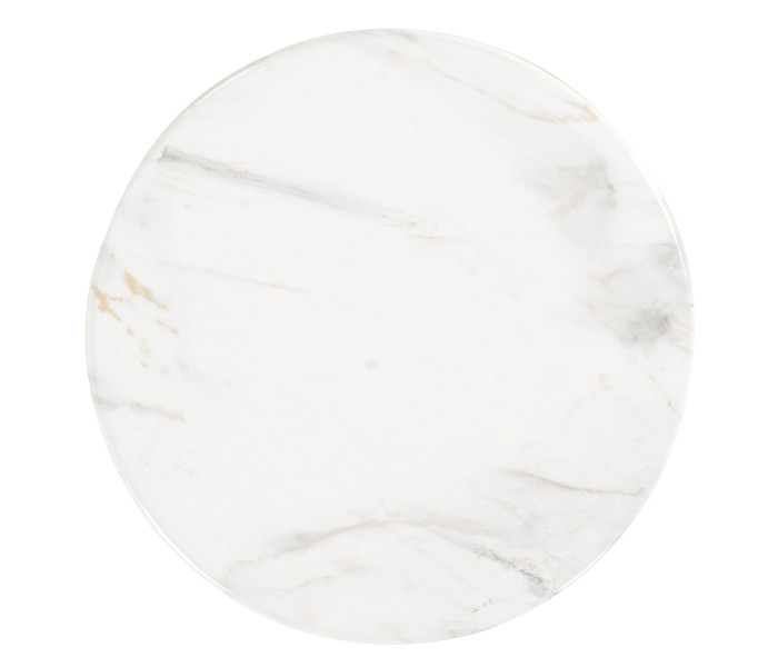 Round Faux White & Grey Marble Wine Table