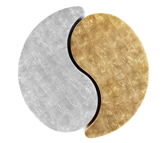 Circular Two–Piece Yin & Yang Gilded & Silver Drinks Table