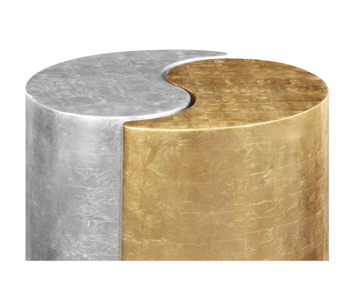 Circular Two–Piece Yin & Yang Gilded & Silver Drinks Table