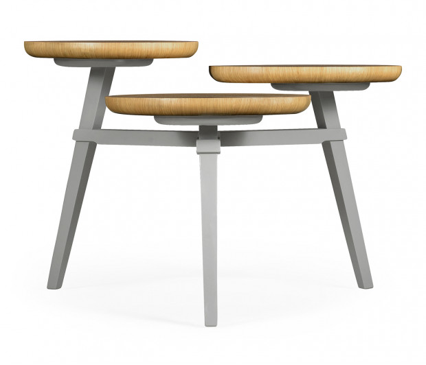 Architectural Coffee Table with Three Multi-Layered Circular Oysters Architectural Coffee Table with Three Multi-Layered Circular Oysters