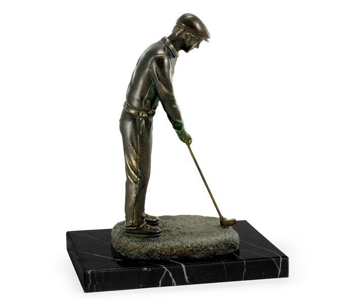 Pair of Dark Antique Bronze Golfer Bookends