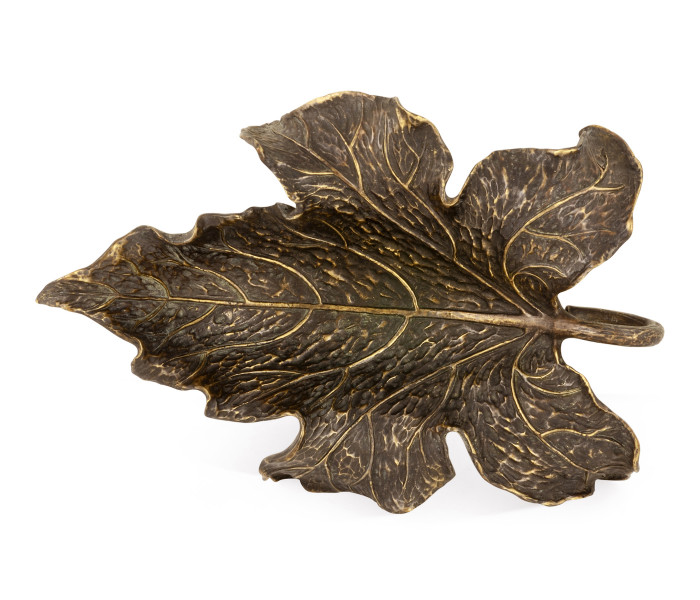 Three Rustic Bronze Leaf Dishes